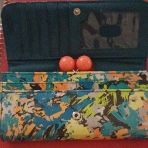 Multicolor Abstract Women's Wallet.multiple section and coin holder